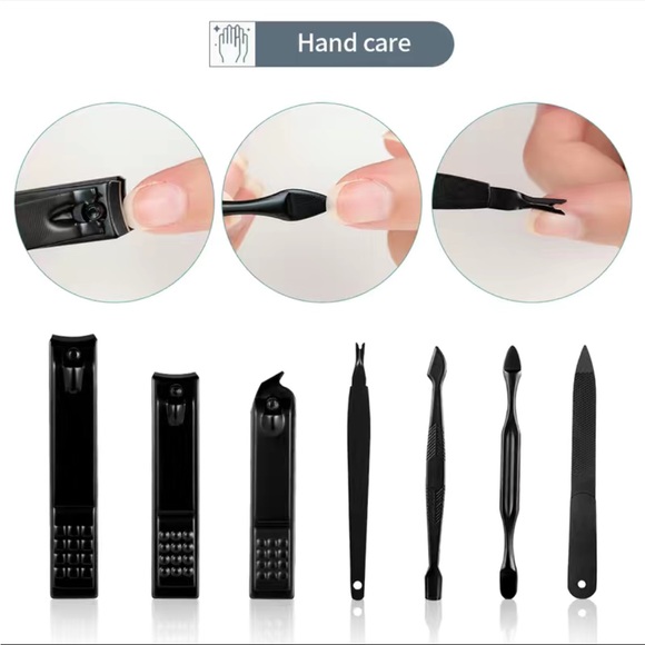 7 Piece Manicure Set - Black and Red - Picture 7 of 7